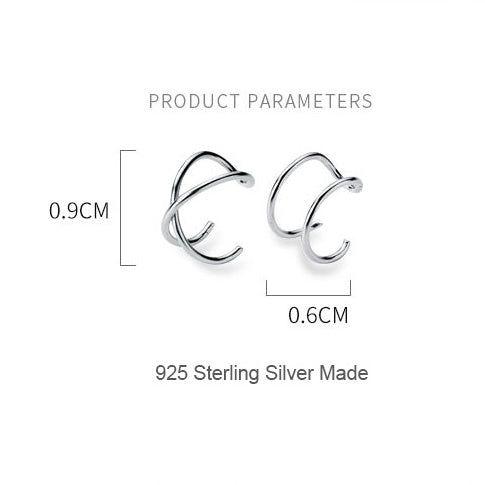 Non piercing simple line ear cuffs in sterling silver
