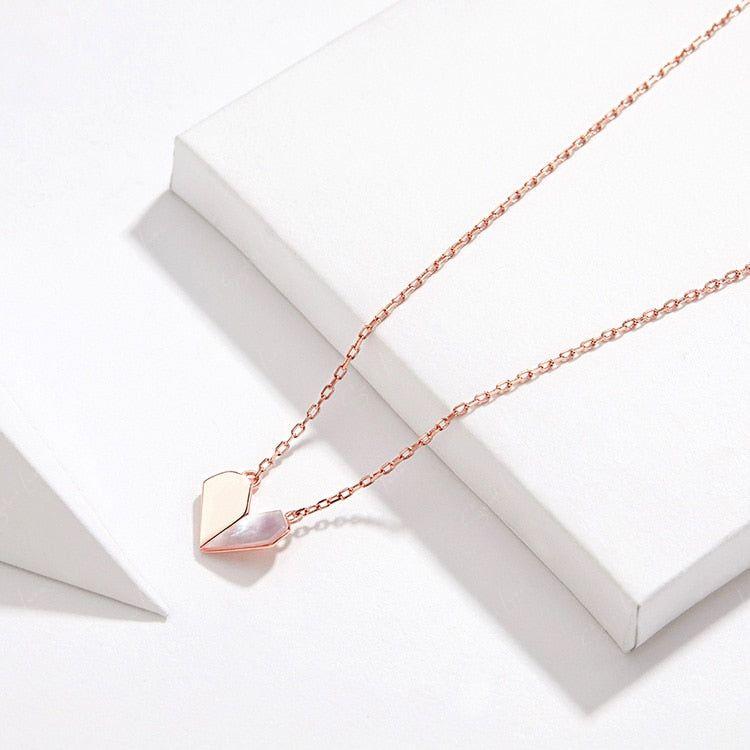 Rose gold silver heart necklace