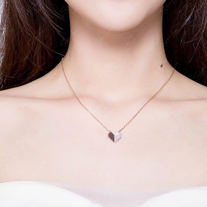 Rose gold silver heart necklace
