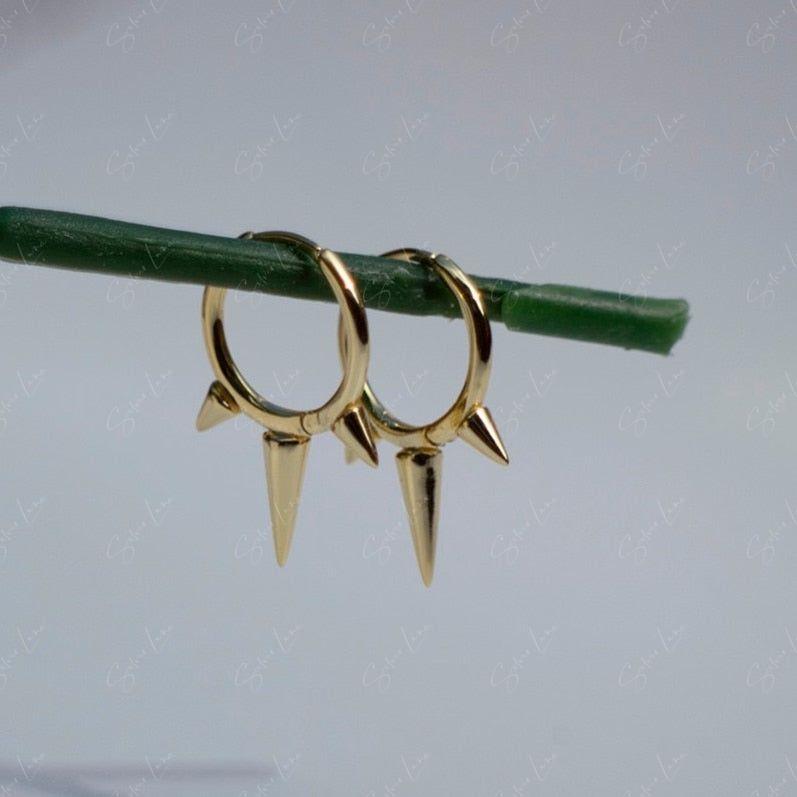 Sterling silver spike hoop earrings