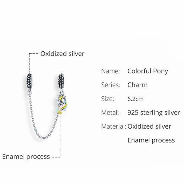 Rainbow unicorn safety chain for bracelet