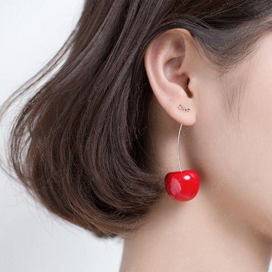 Cherry fruit dangle drop earrings