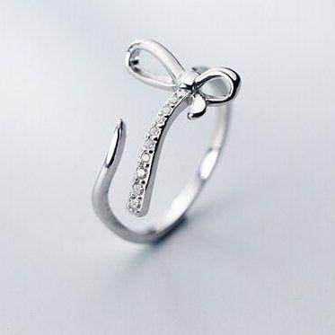 bowtie adjustable silver ring