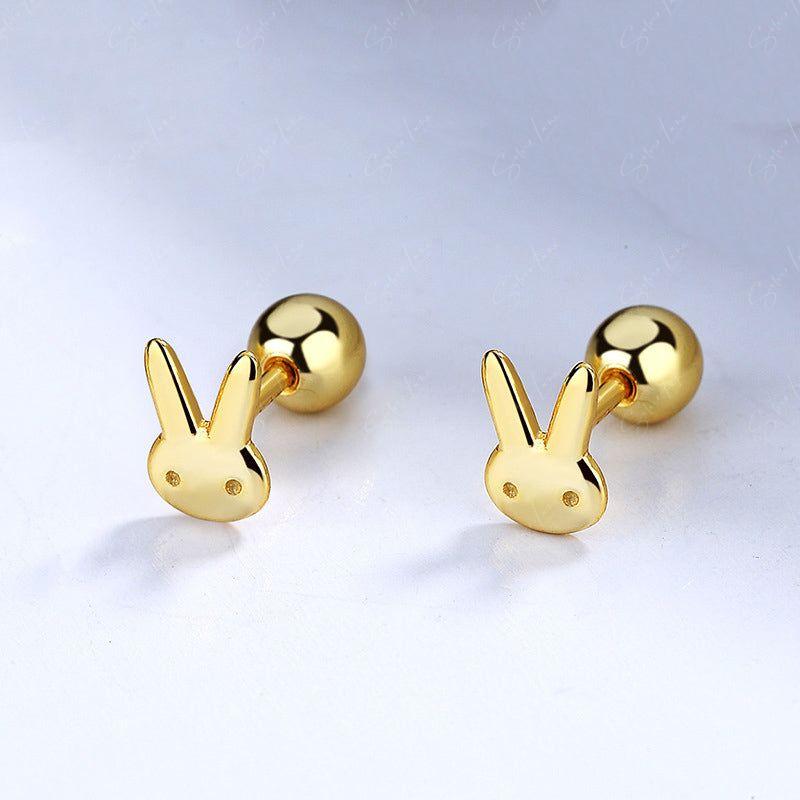 rabbit screw back earrings