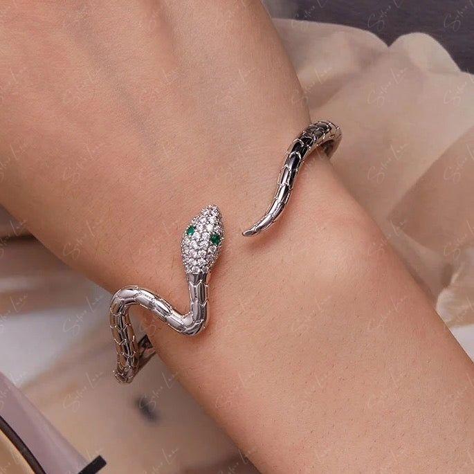 Bohemian snake wrap open bangle bracelet