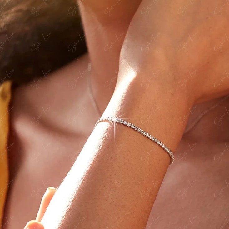 simple silver cubic zirconia tennis bracelet
