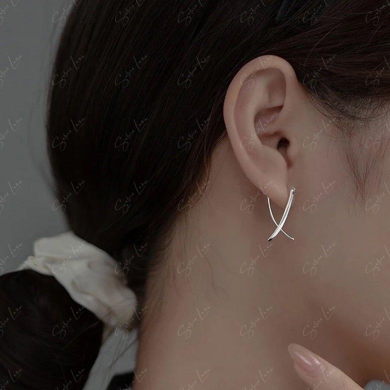 unique abstract stick hoop earrings