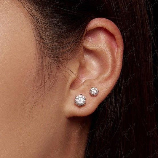 Mojssanite screw back stud earrings