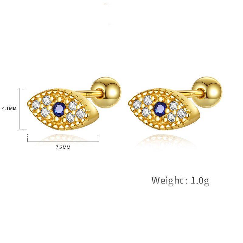 Turkish evil eye screw back sterling silver stud earrings