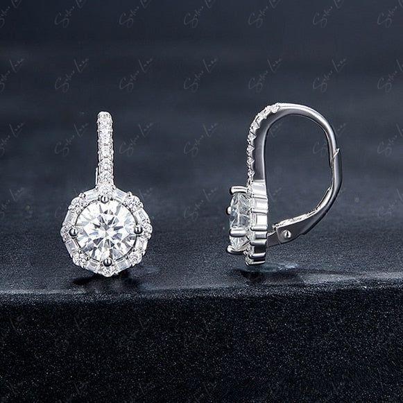 halo moissanite bridal earrings