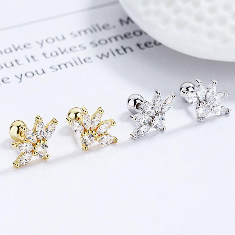 lotus flower screw back earrings