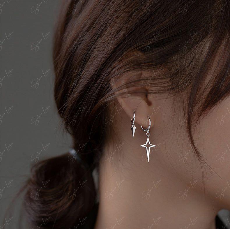 star cross hoop earrings