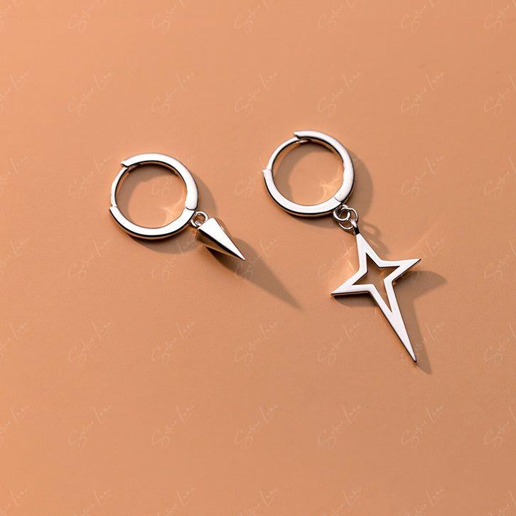 star and spike hoop earrings