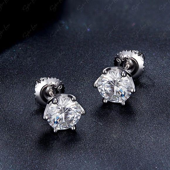 Solitaire Moissanite sterling silver stud earrings