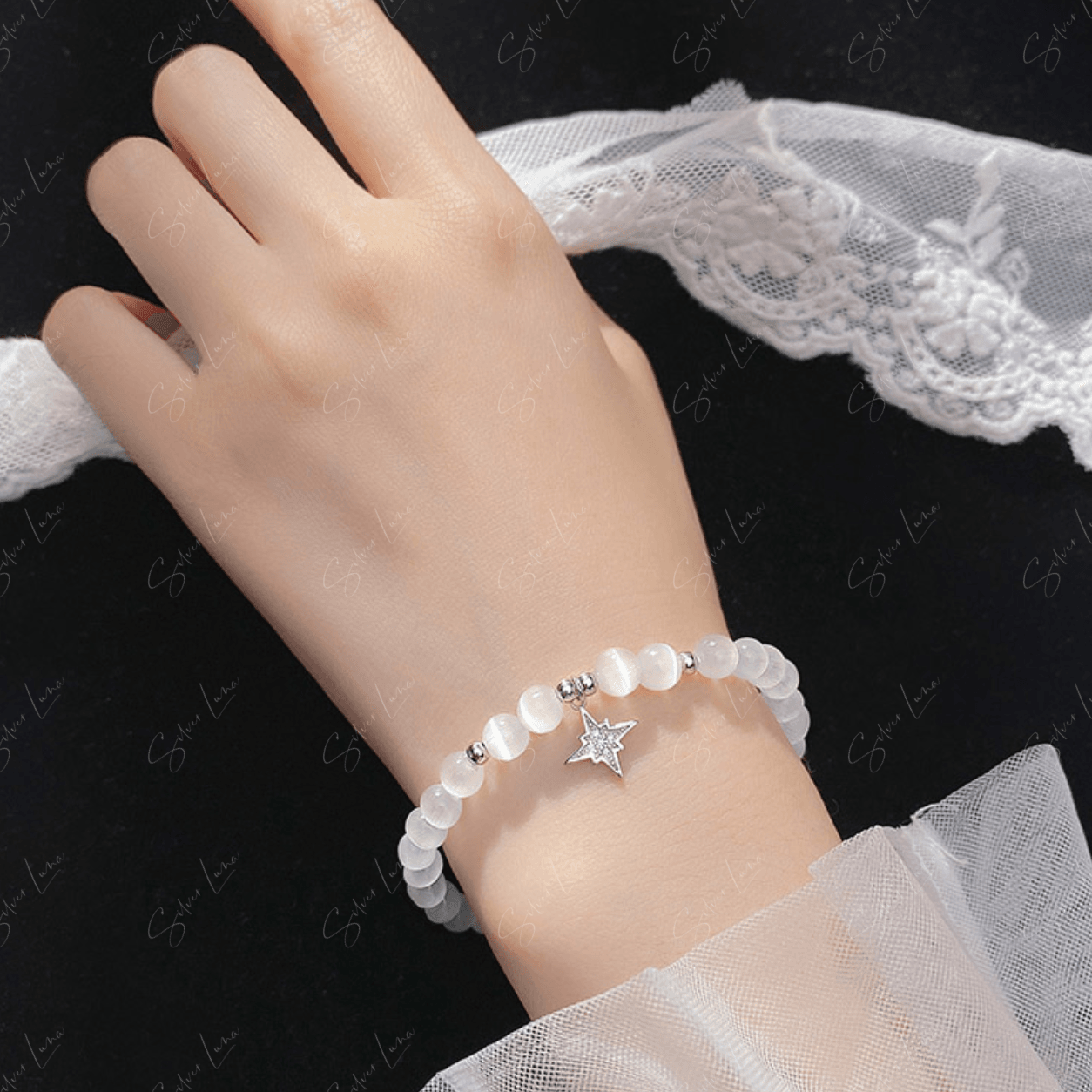 moonstone beaded bracelet