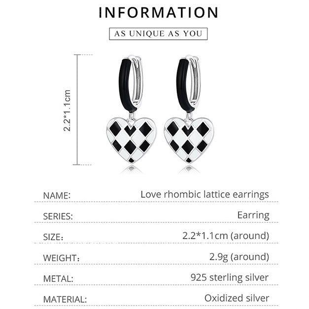 Love rhombic lattice hoop earrings