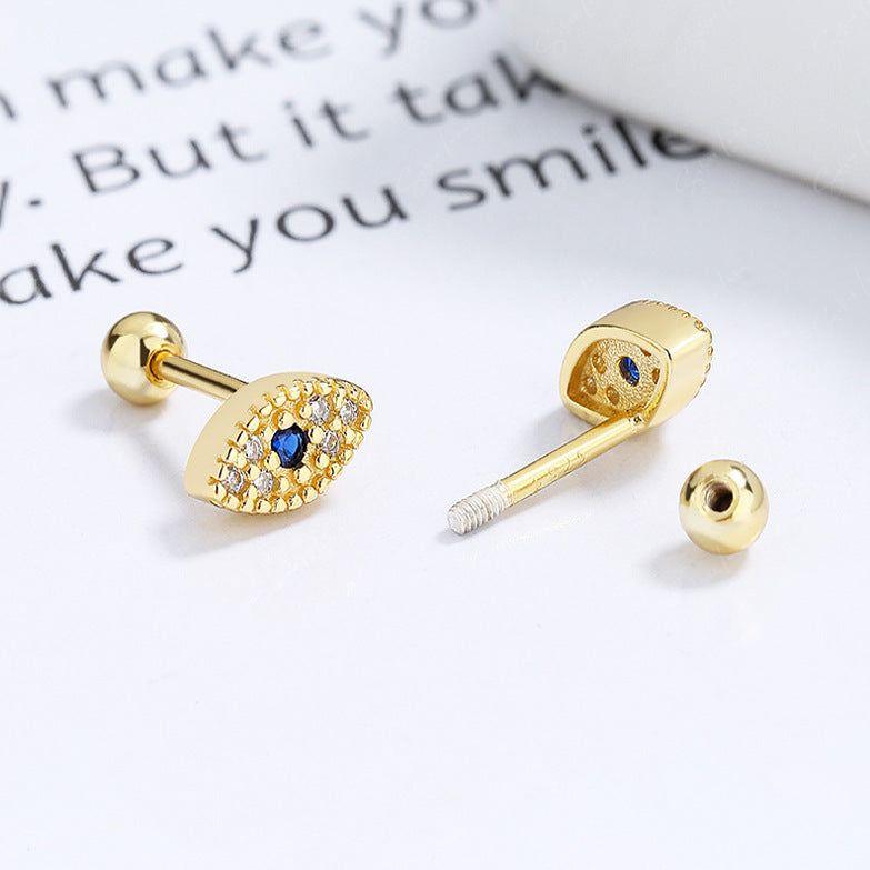 evil eye screw back earrings