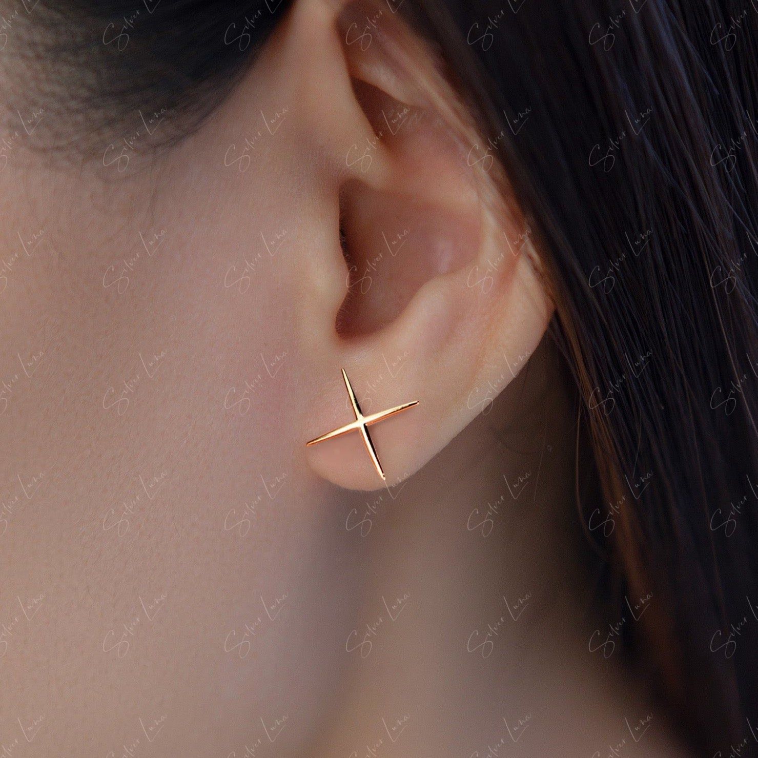 x shape stud earrings