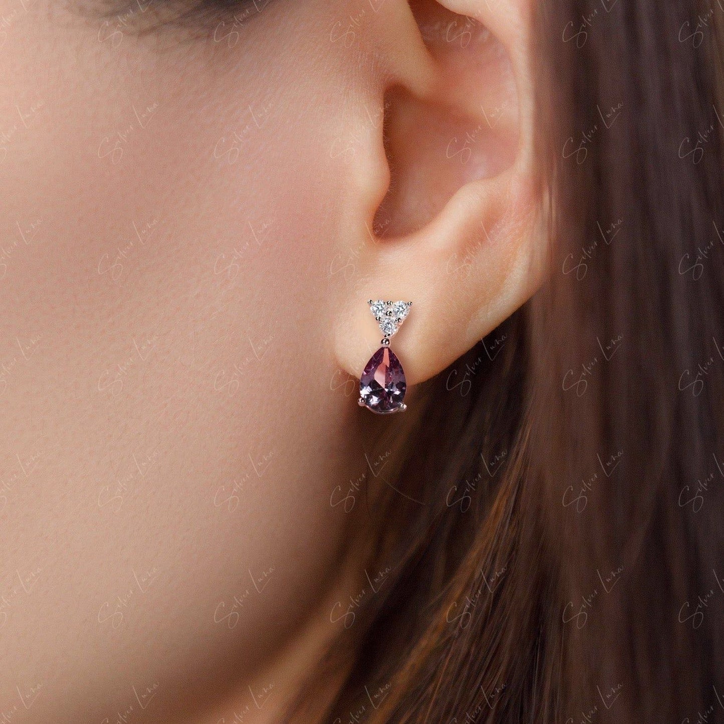 Alexandrite teardrop earrings