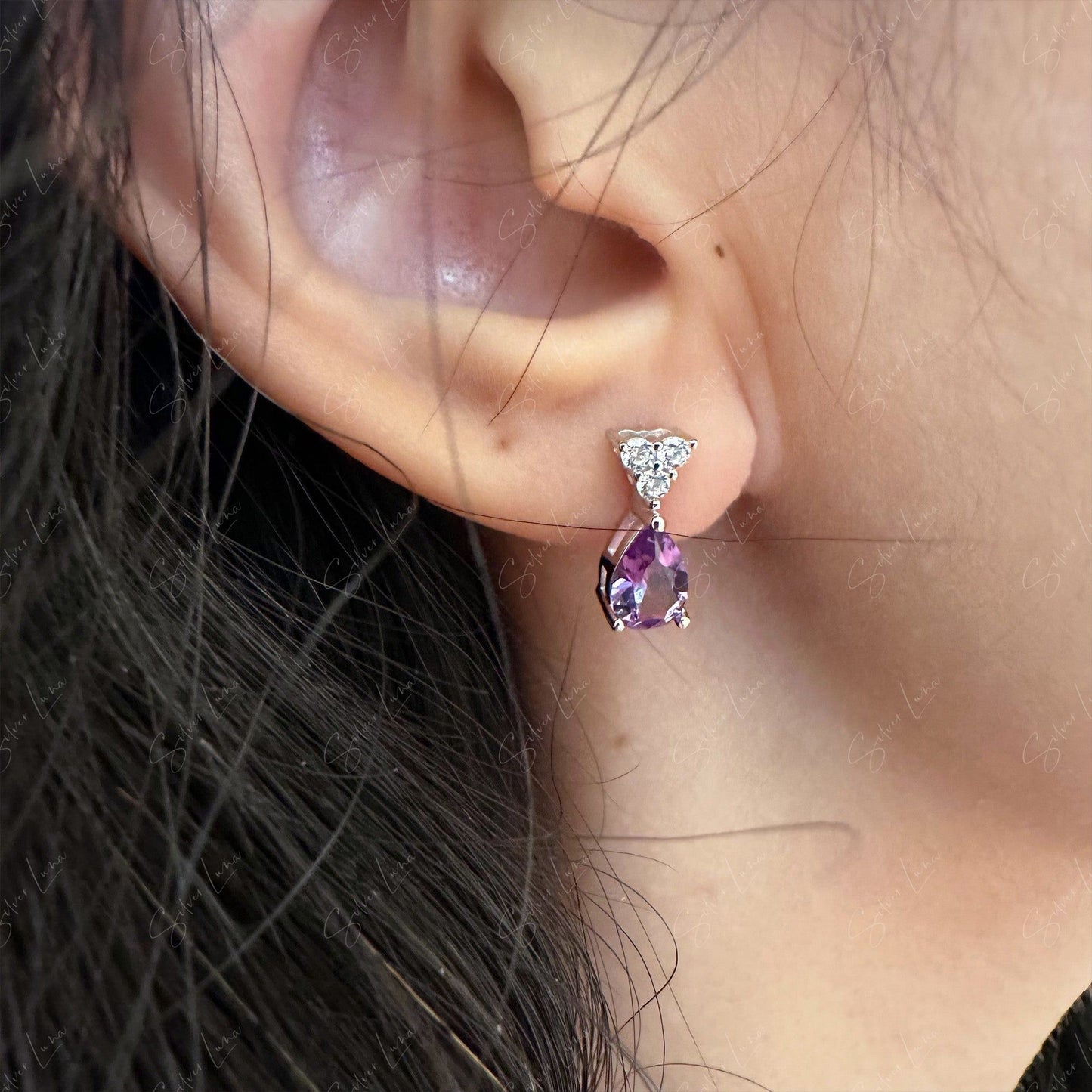 change color Alexandrite stud earrings