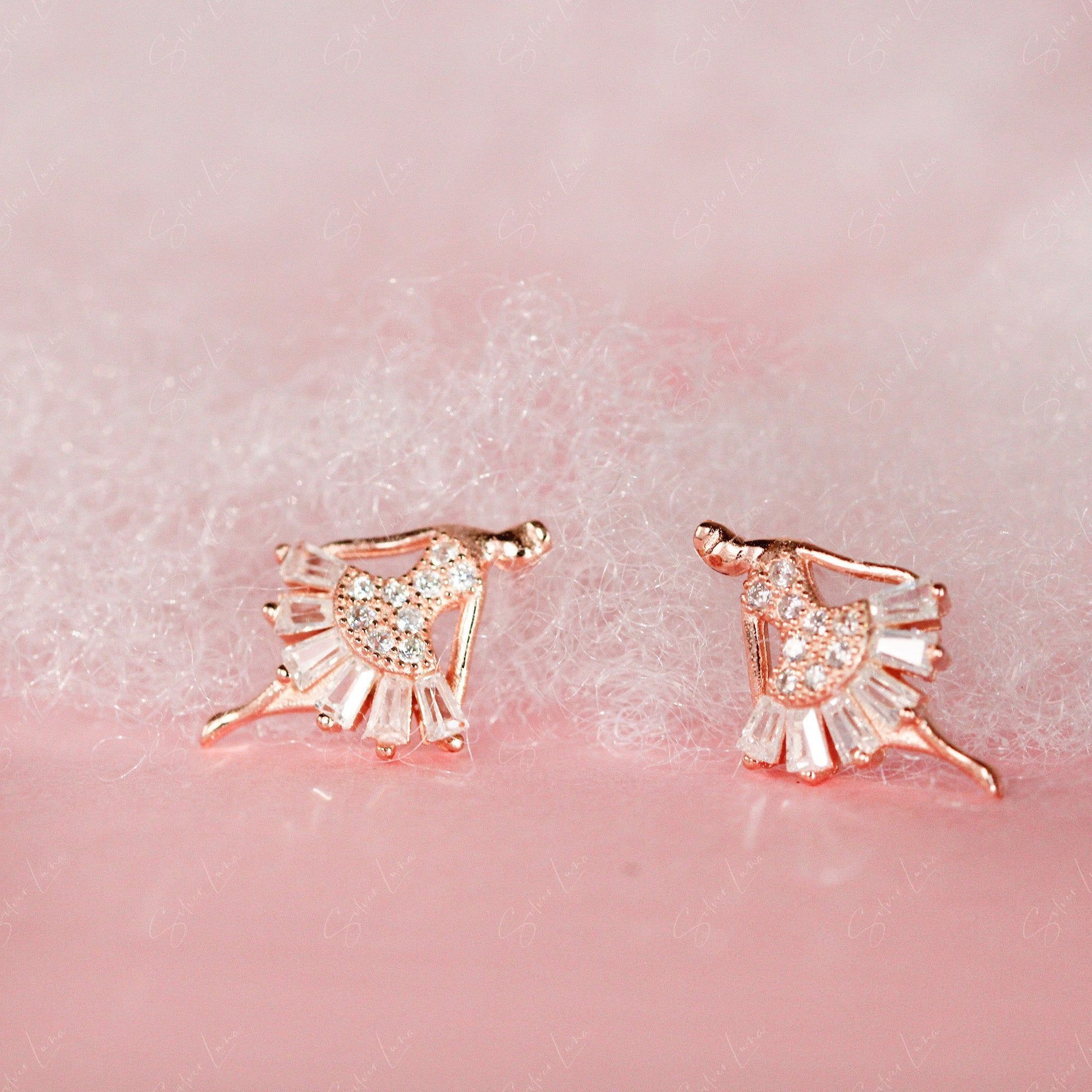 rose gold ballet dancer studs