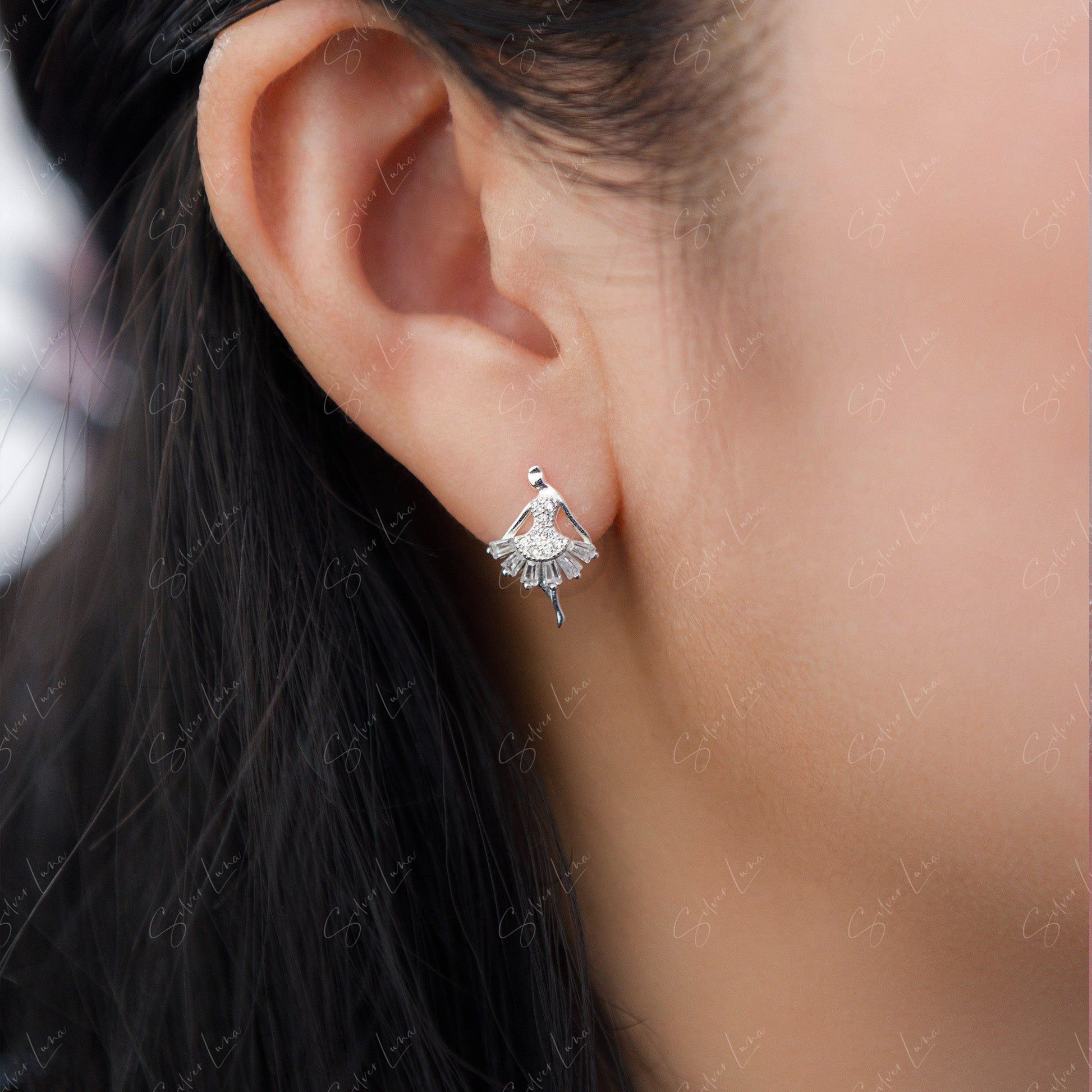 ballet dancer stud earrings