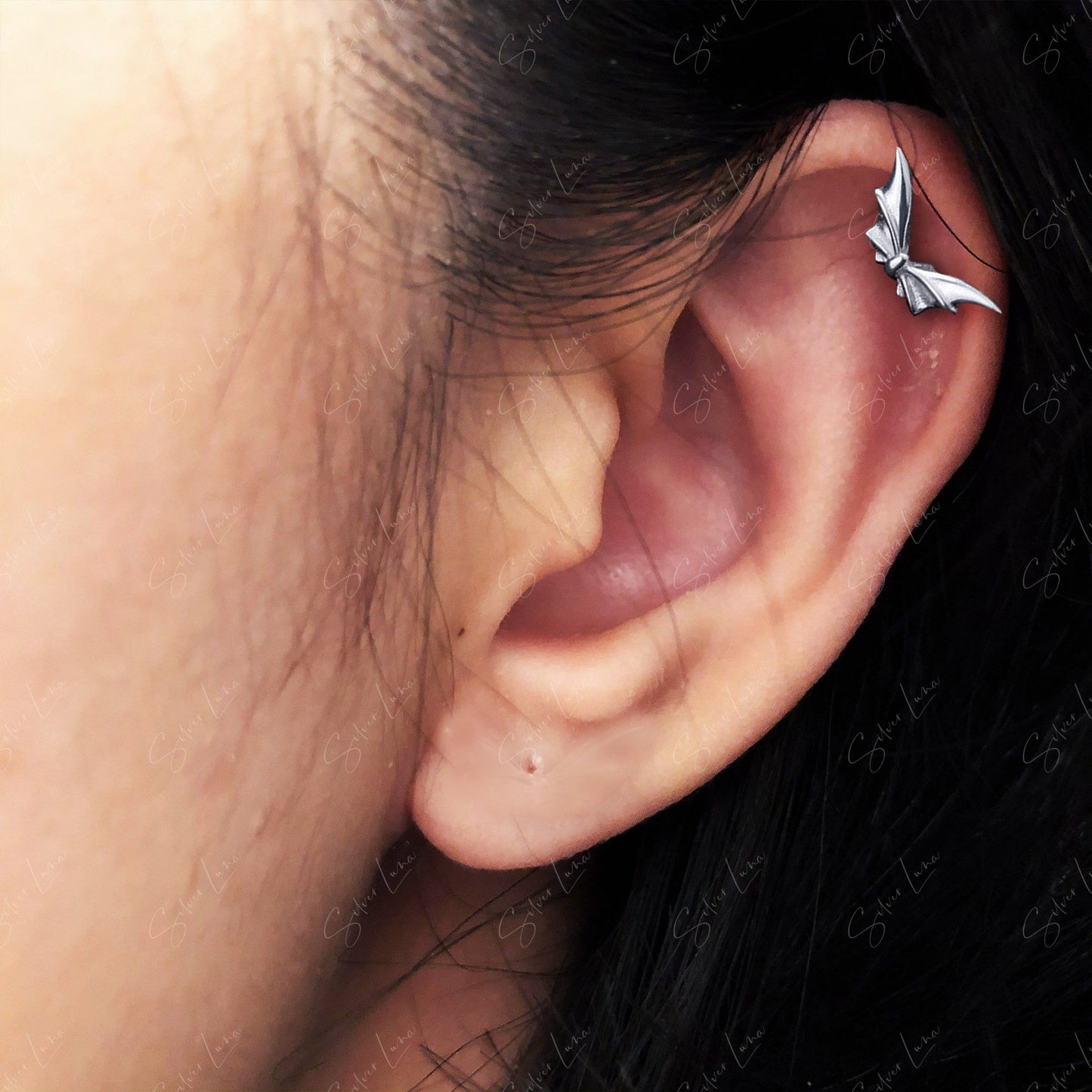 Boho bat wing screw back cartilage stud earrings