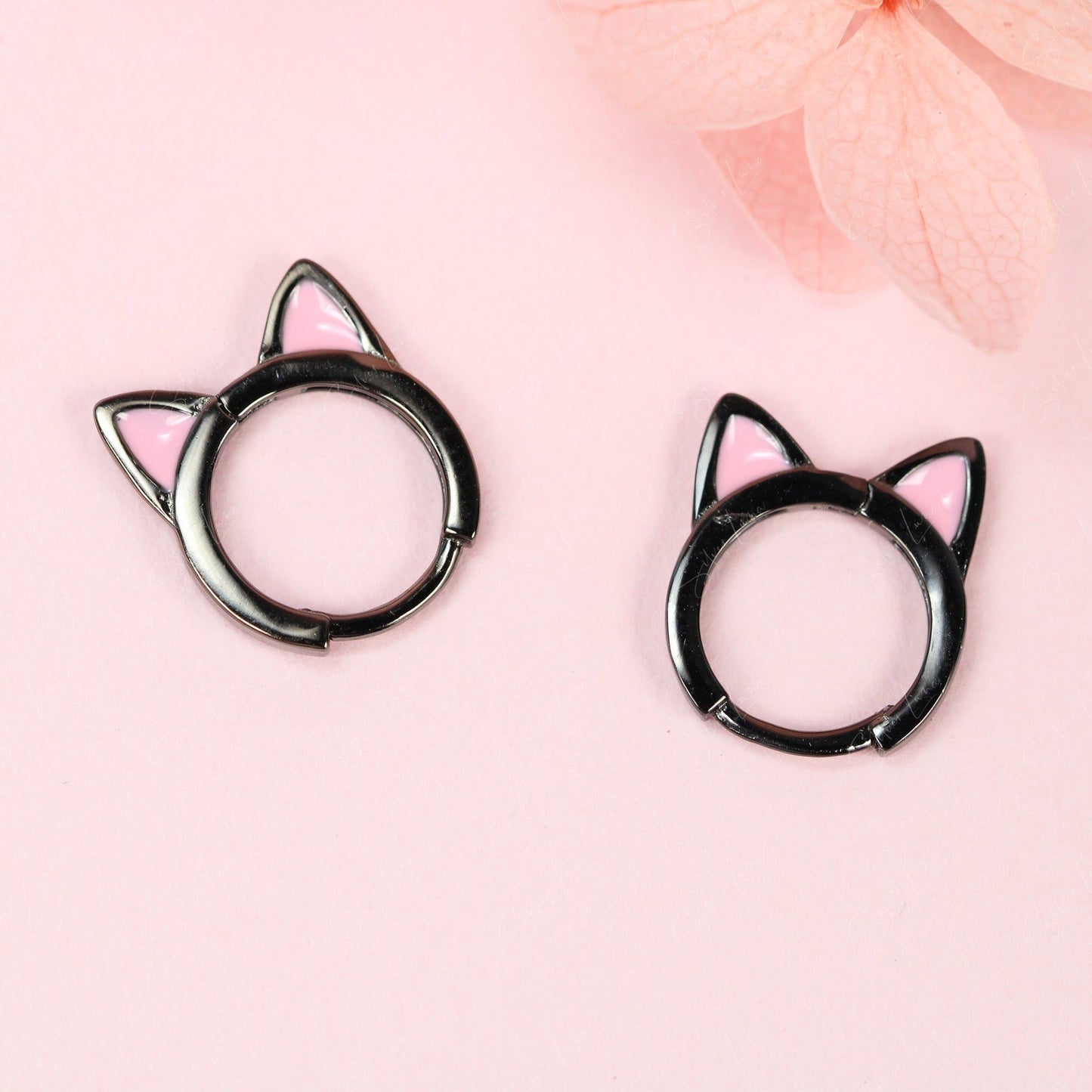 black cat hoop earrings