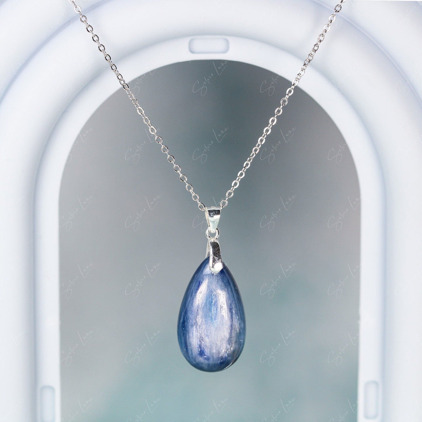 blue kyanite teardrop pendant