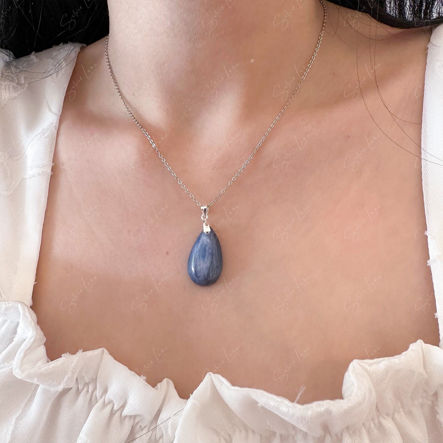 natural stone teardrop pendant necklace