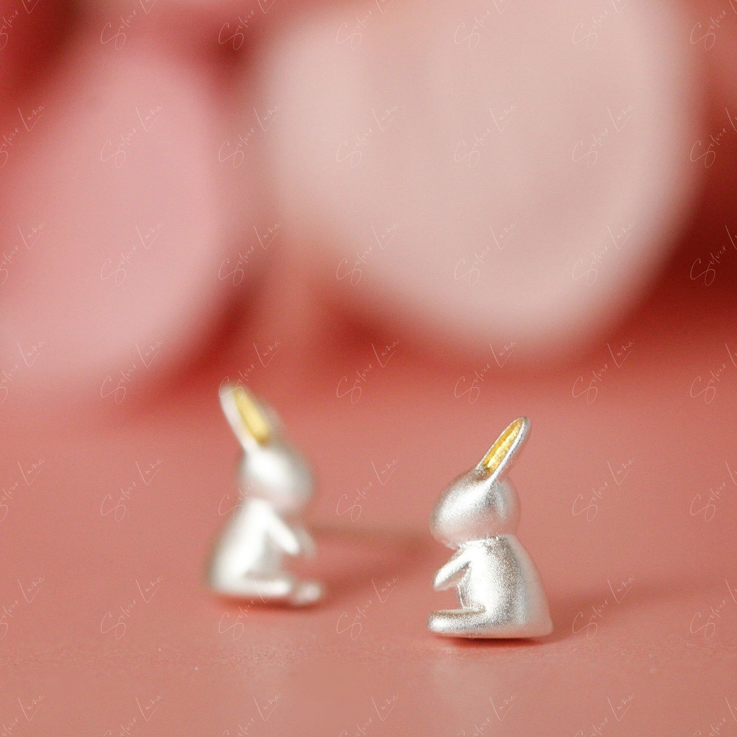 Tiny minimalist rabbit bunny stud earrings