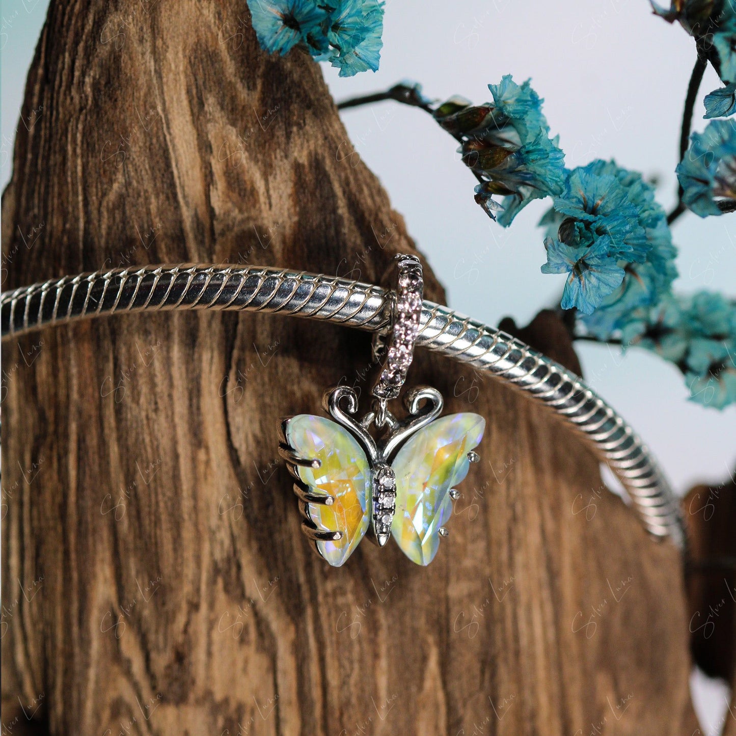 crystal blue butterfly charm