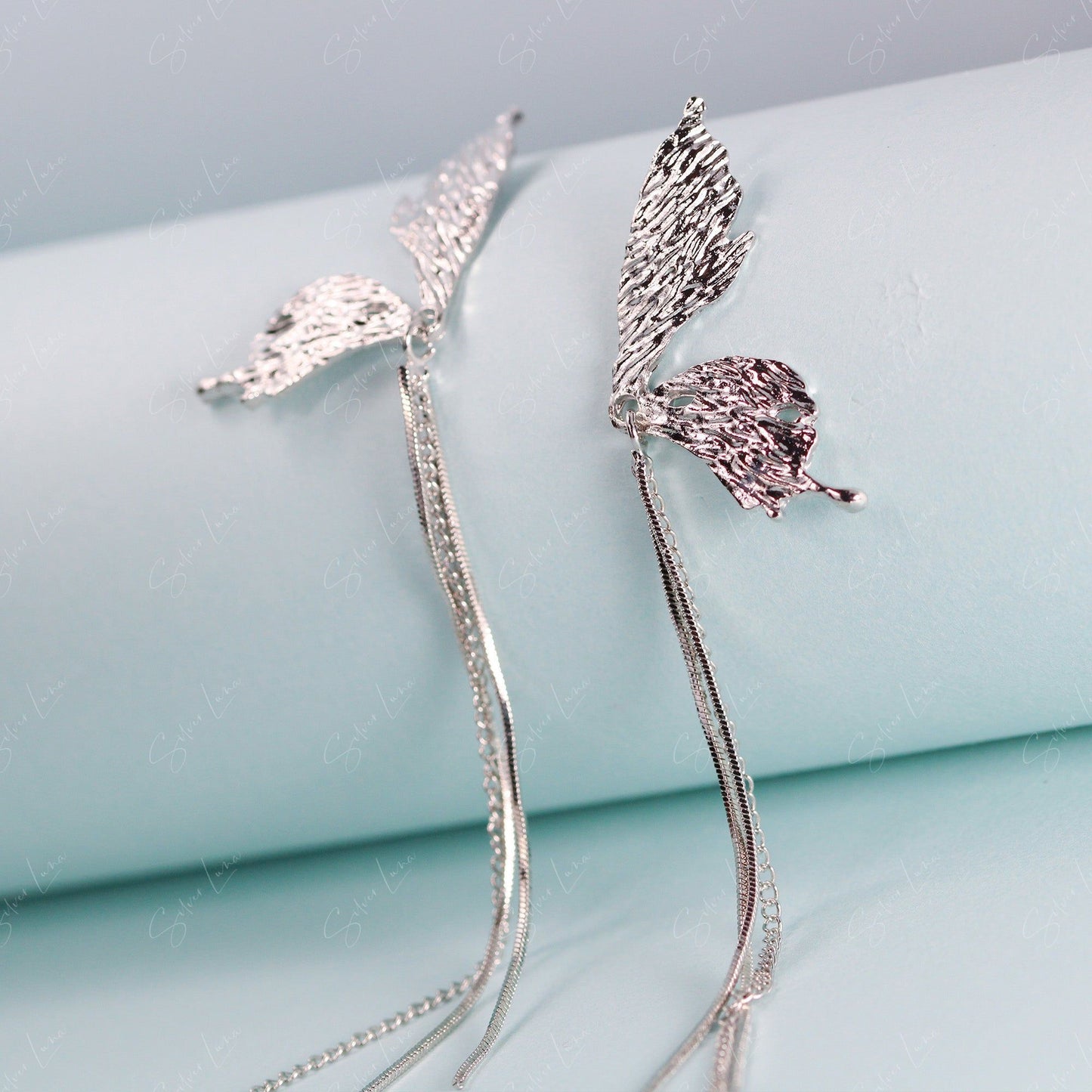 Butterfly long chain drop fashion earrings