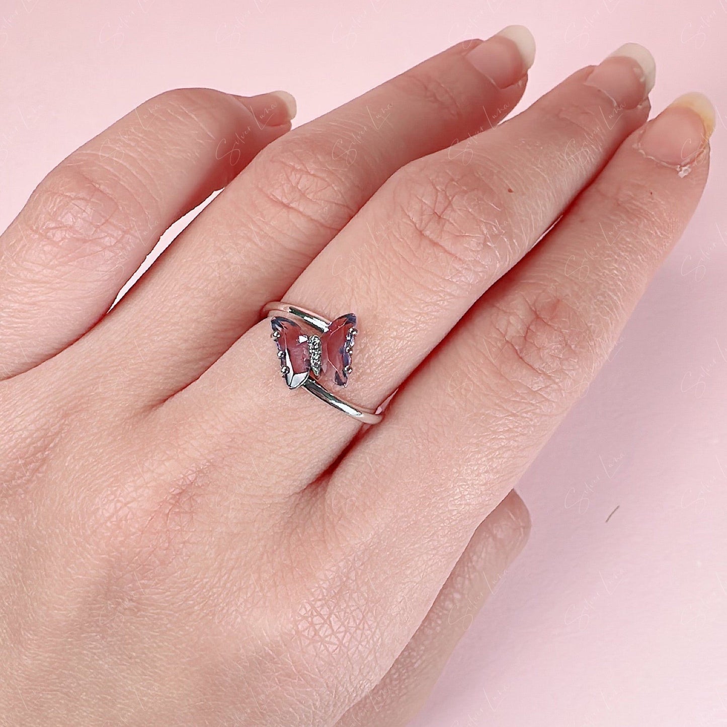 butterfly gemstone ring