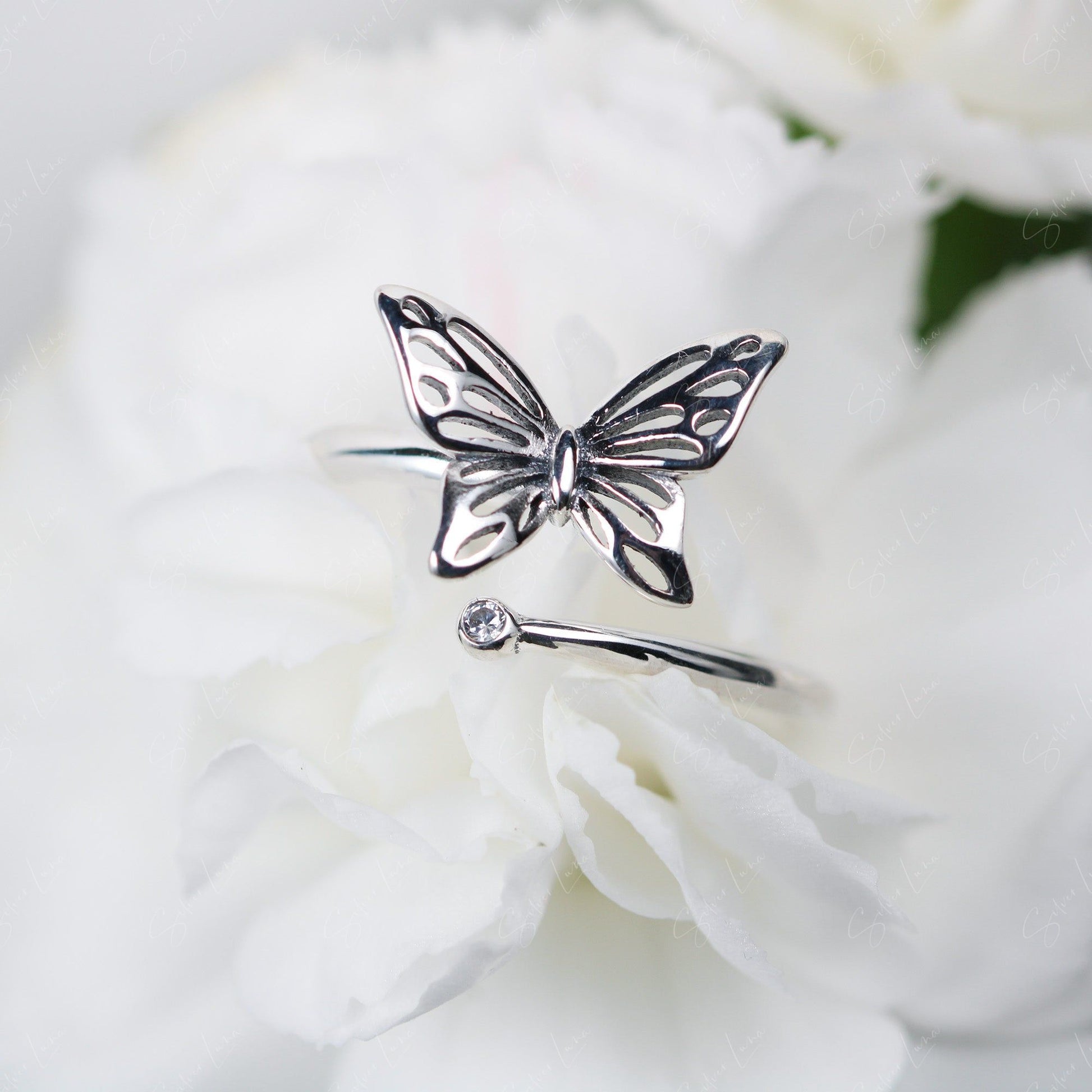 thai silver butterfly ring