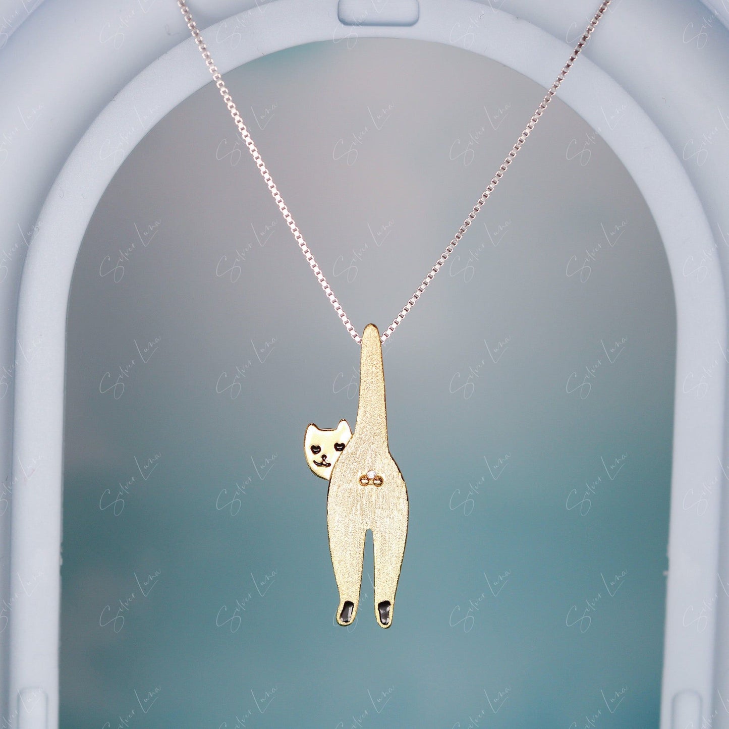 Naughty cat necklace and earrings set