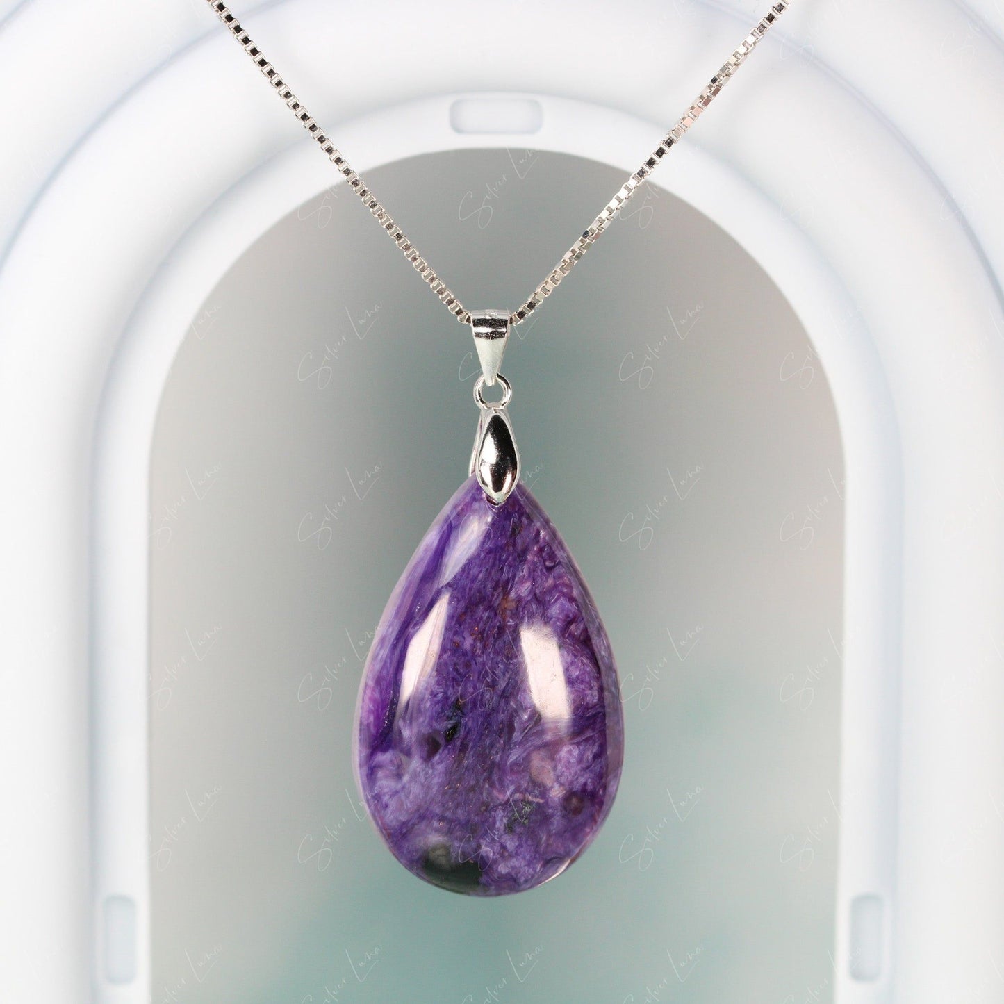 teardrop charoite pendant necklace