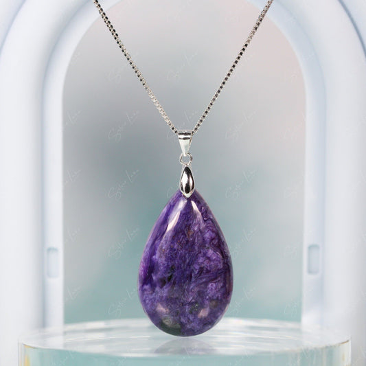 teardrop charoite pendant necklace