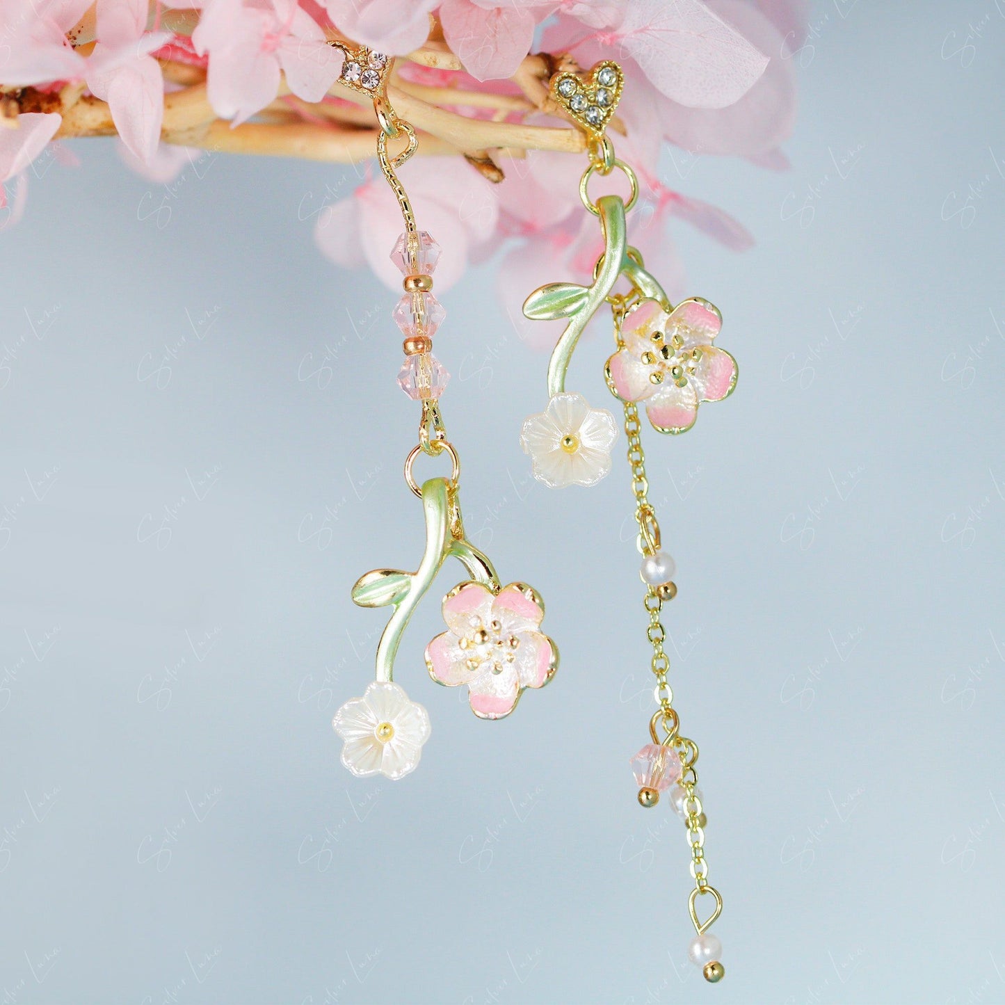 cherry blossom dangle earrings