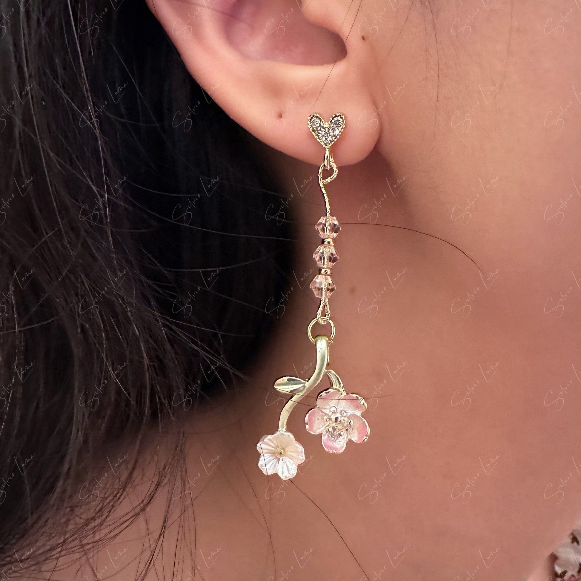 cherry blossom Korean fashion earrings 