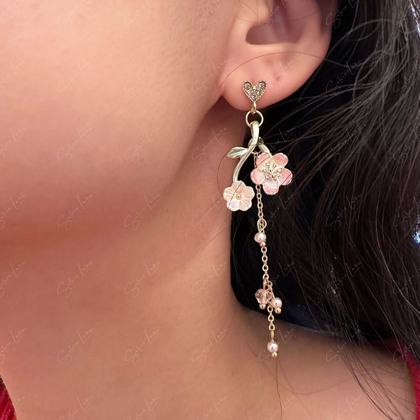 cherry blossom branch earrings