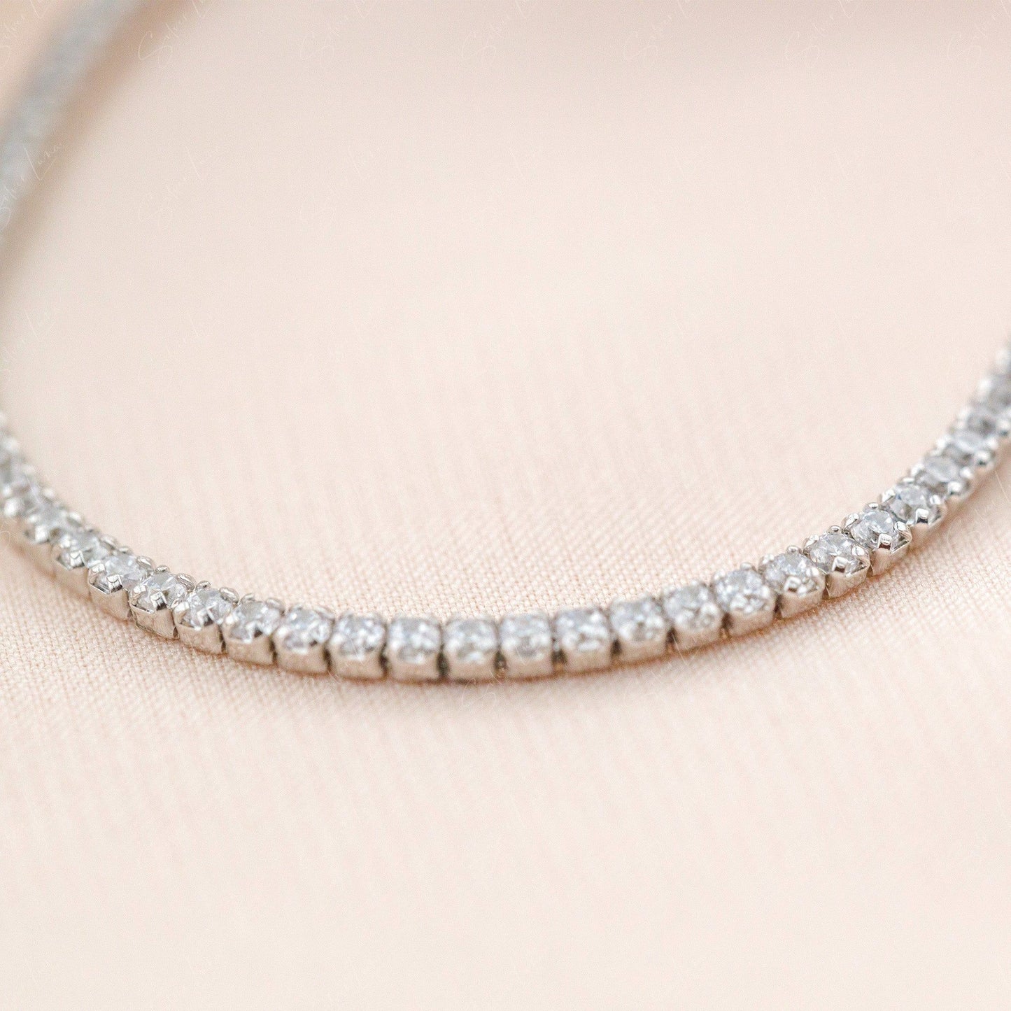 Cubic zirconia sterling silver choker necklace