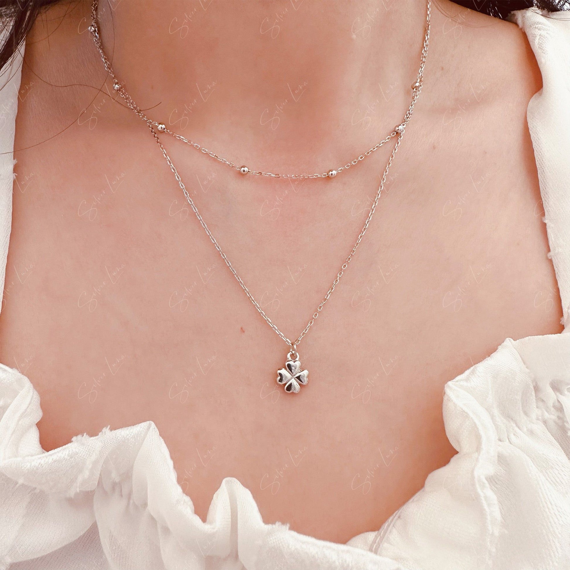 double layer clover necklace