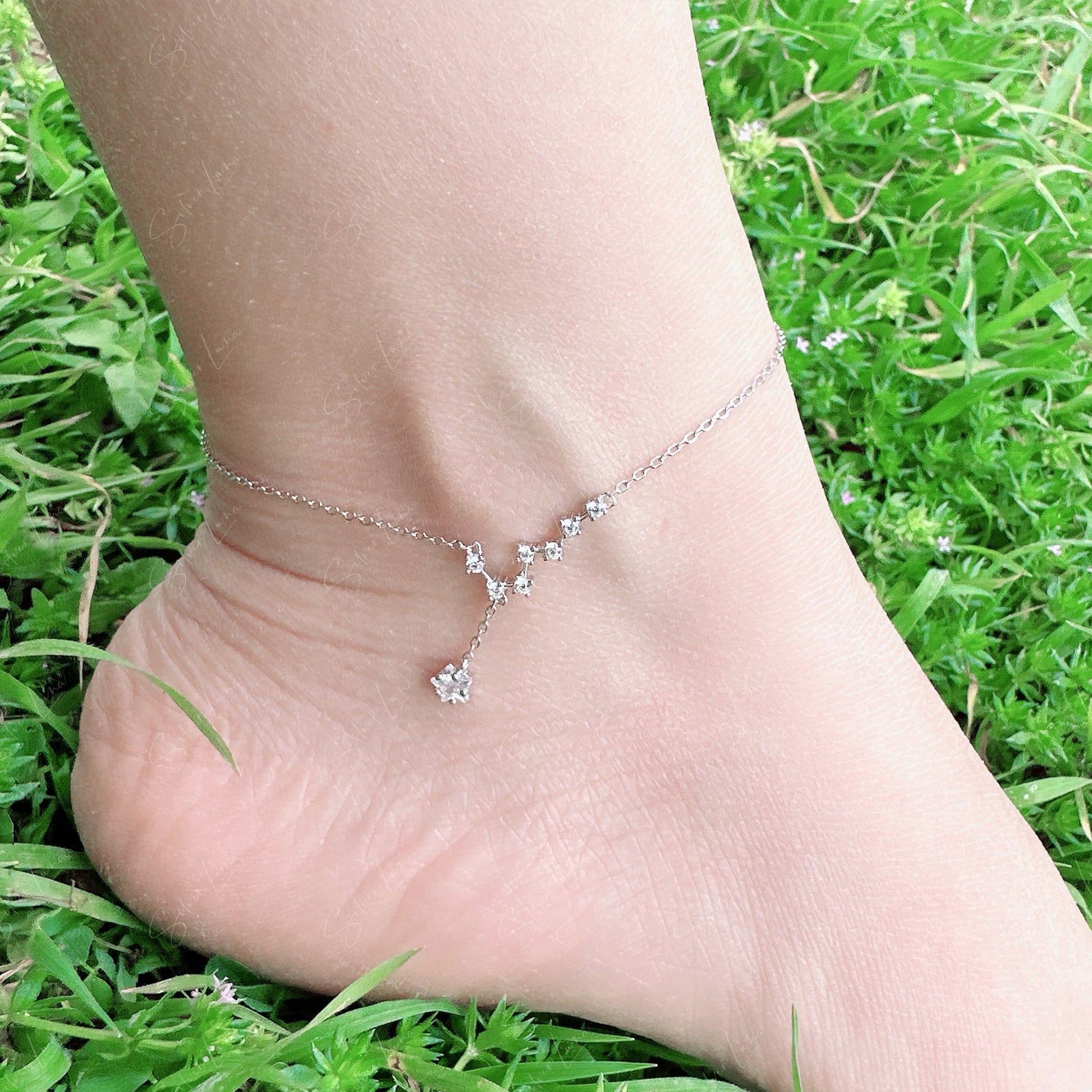 star cluster silver anklet