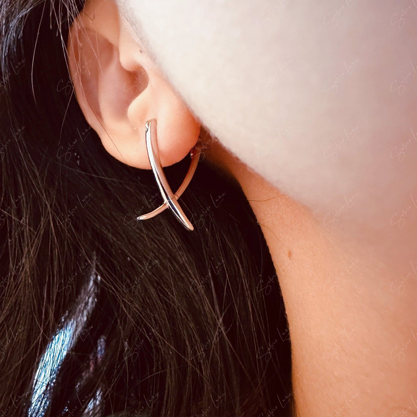 irregular hoop stick earrings