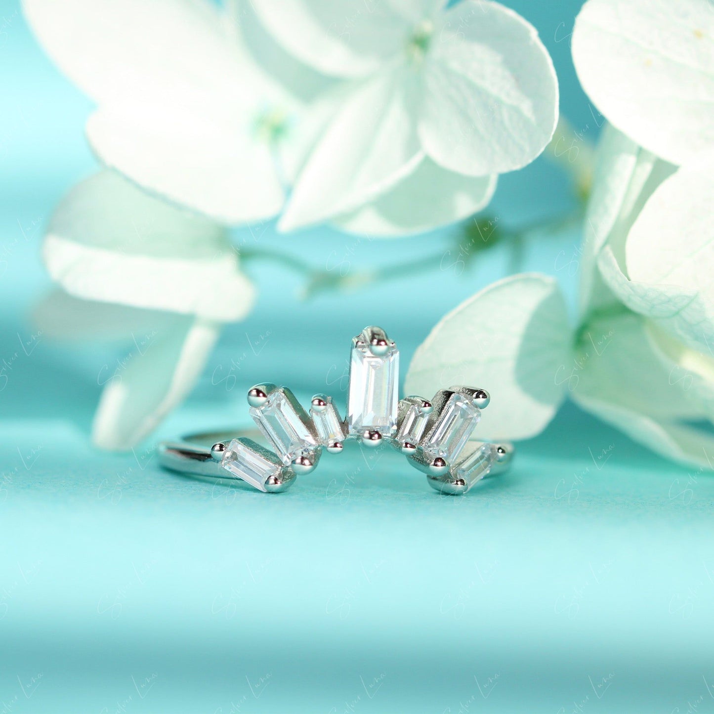 Crown tiara stackable silver ring