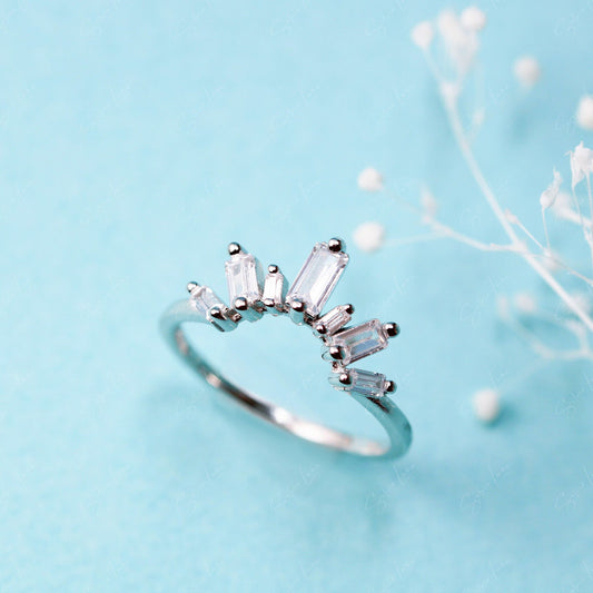 Crown tiara stackable silver ring