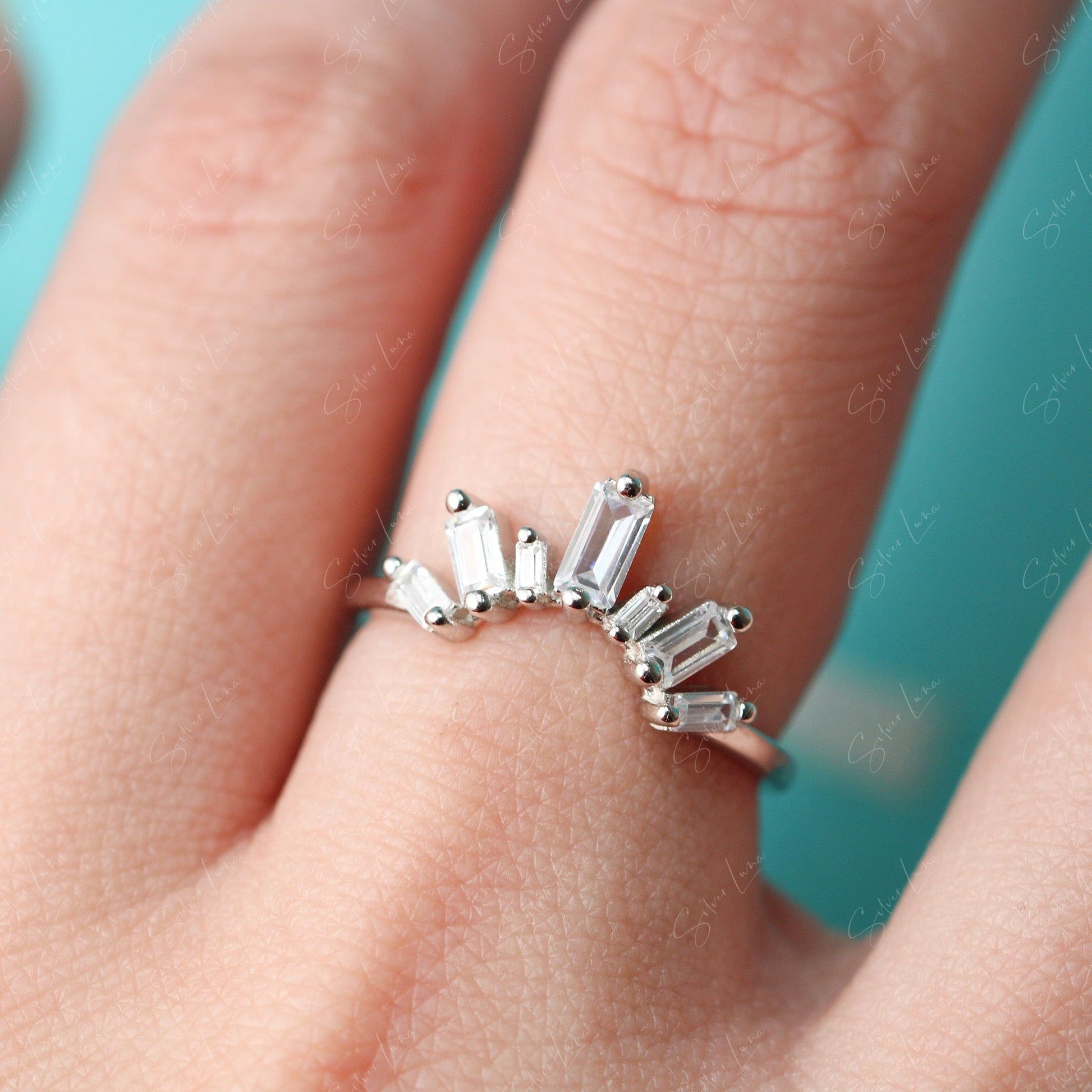 Tiara crown sterling silver ring