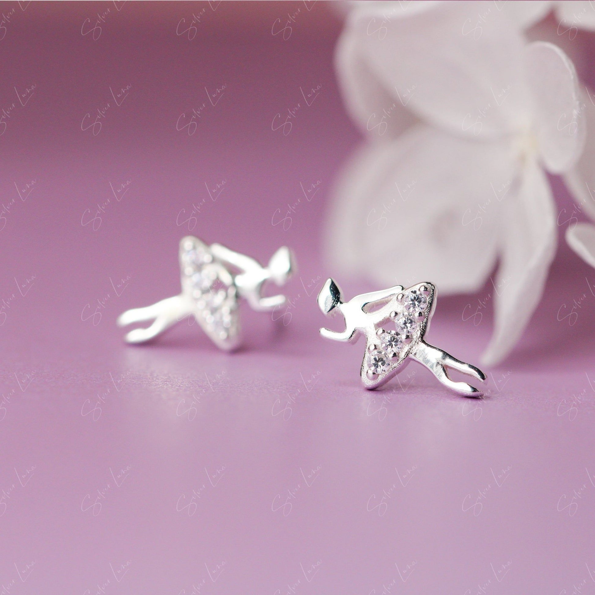 ballerina dance girl stud earrings