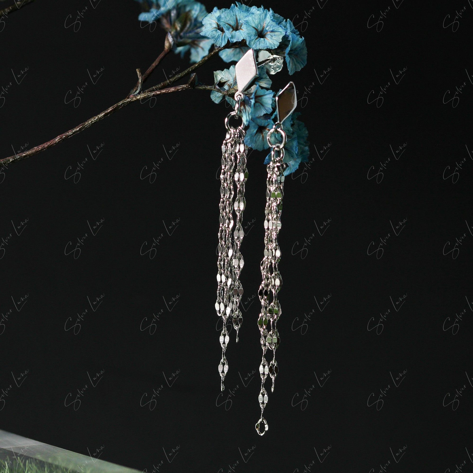 twist chain dangle drop earrings